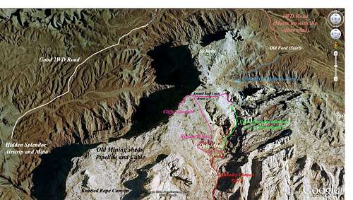 GE image of the Upper Quandry Canyon routes