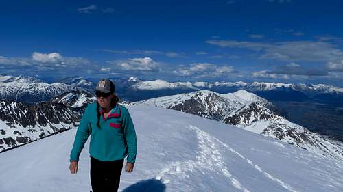 Sarah on the summit of Taiya Peak