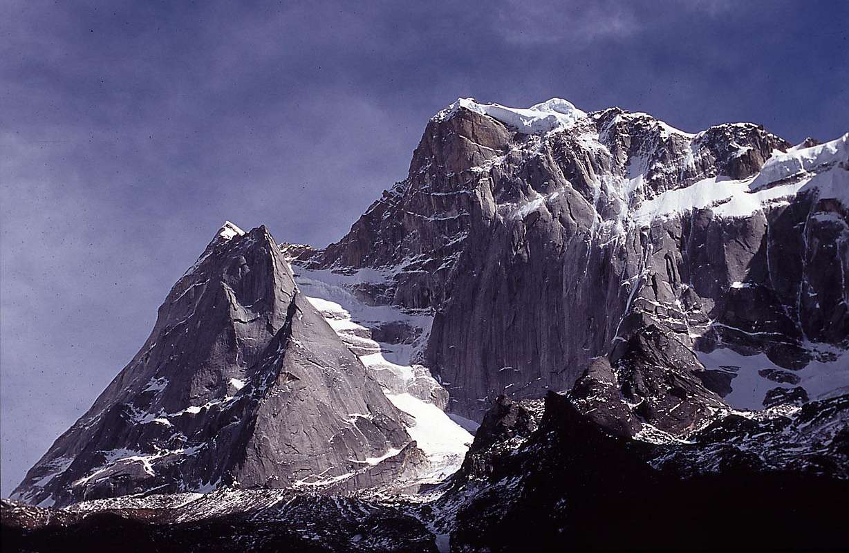 The northwest face of the main peak(6250m) of Four Girls Mountains