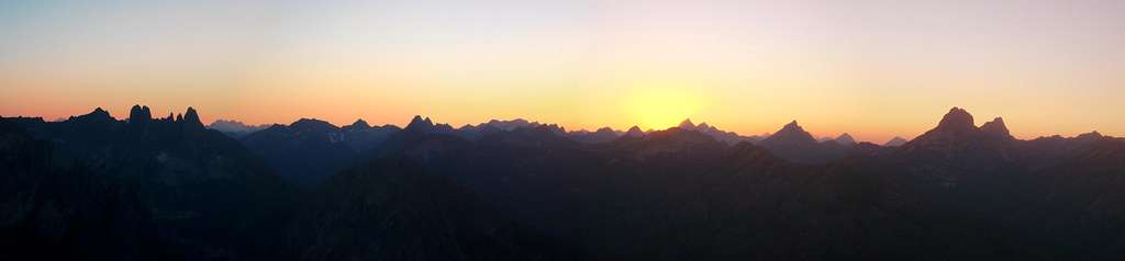 Sunset panorama of the North Cascades