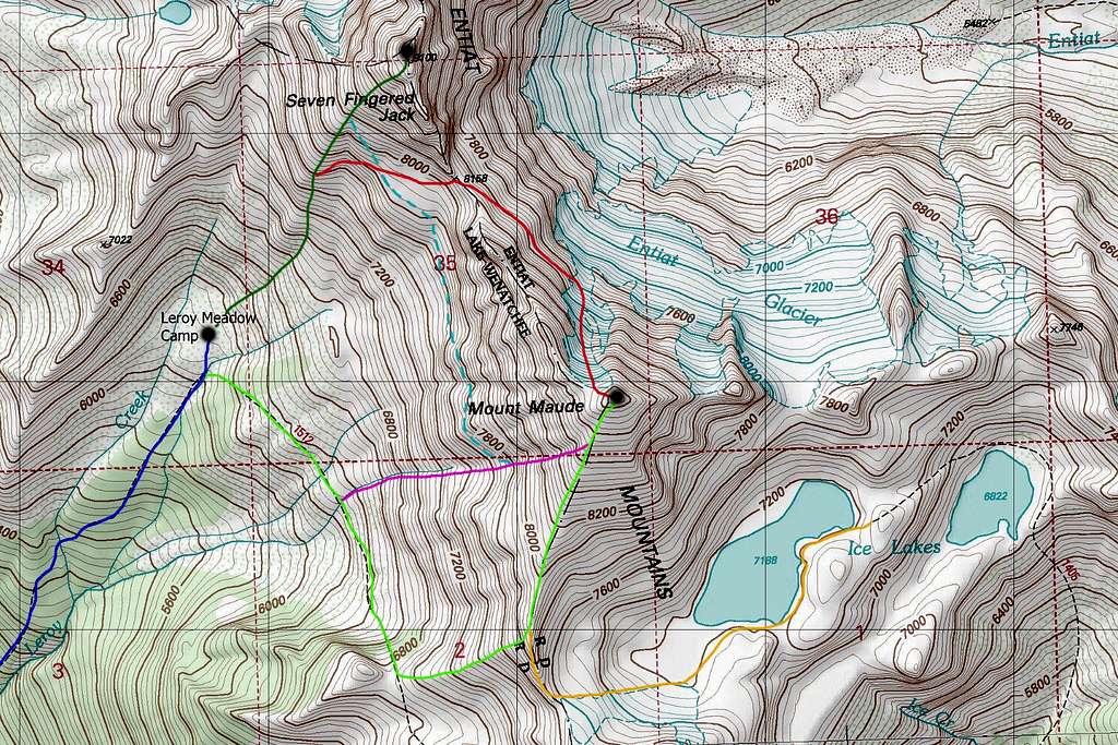 Mount Maude and 7FJ Map