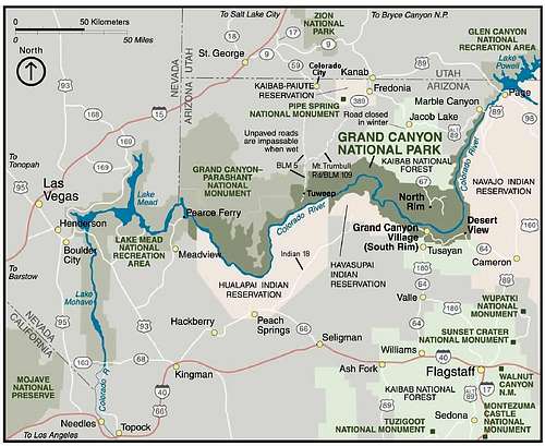Grand Canyon Region Map : Photos, Diagrams & Topos : SummitPost