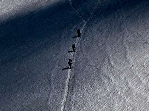 Climbers heading down Mount Baker
