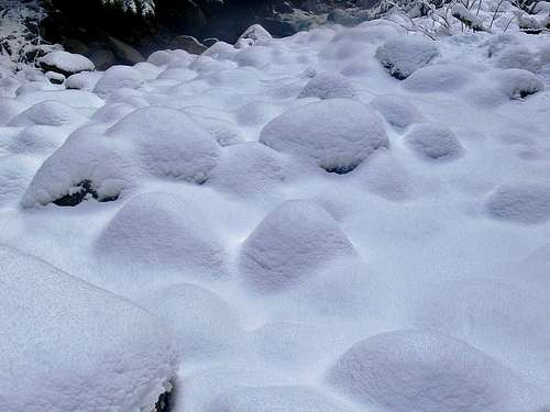 Snow Lumps in Creek Bed