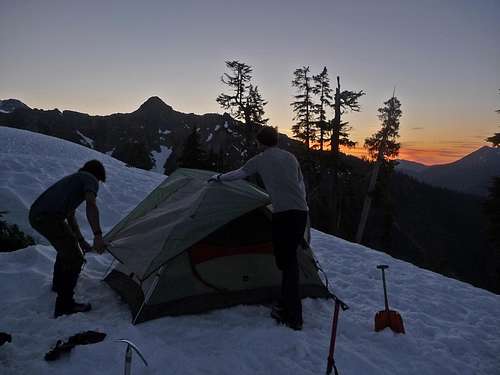 Setting Up Camp During Sunset