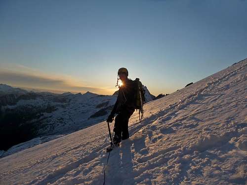 Ski Hiking down with the Sunset
