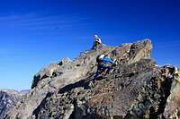 Climbing the summit slab
